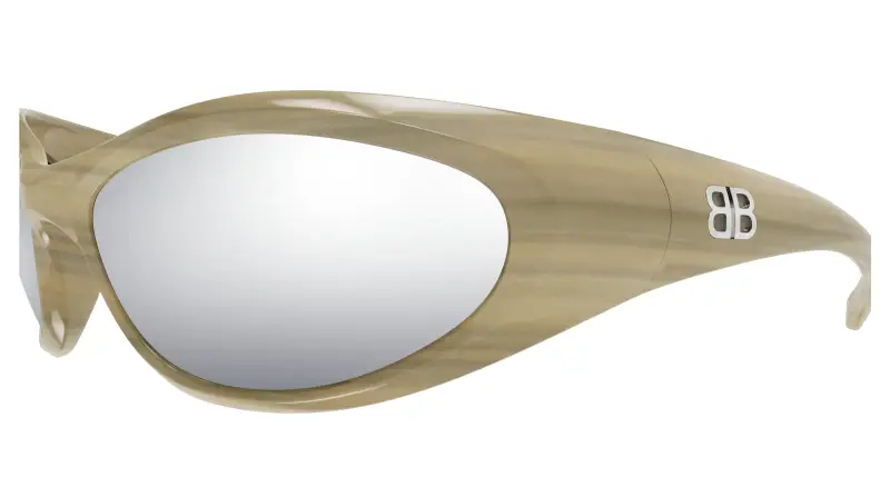 Unisex BB0384SA 004 Occhiali da sole Acetato Avorio Argento Cat Eye miniatura 3