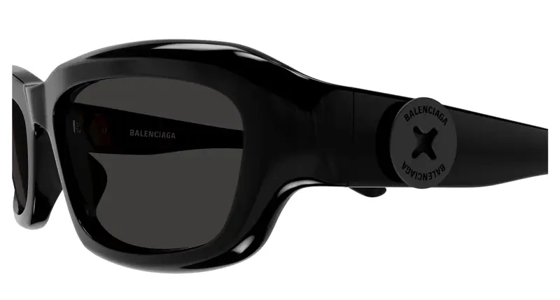 Balenciaga Unisex BB0409S 001 Occhiali da sole Acetato Nero Grigio Squadrata miniatura 2