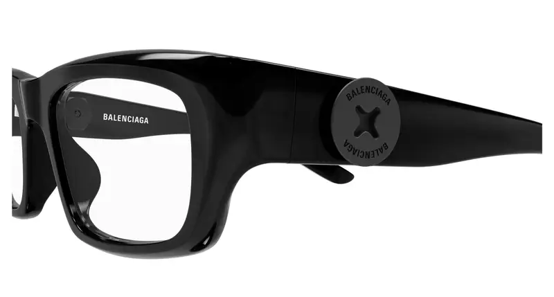 Balenciaga Unisex BB0411O 001 Montature da vista Acetato Nero Trasparente Squadrata miniatura 2