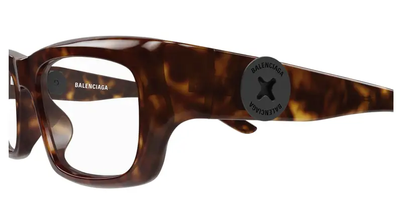 Balenciaga Unisex BB0411O 002 Montature da vista Acetato Havana Trasparente Squadrata miniatura 2