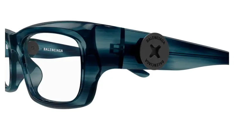 Balenciaga Unisex BB0411O 003 Montature da vista Acetato Blu Trasparente Squadrata miniatura 2