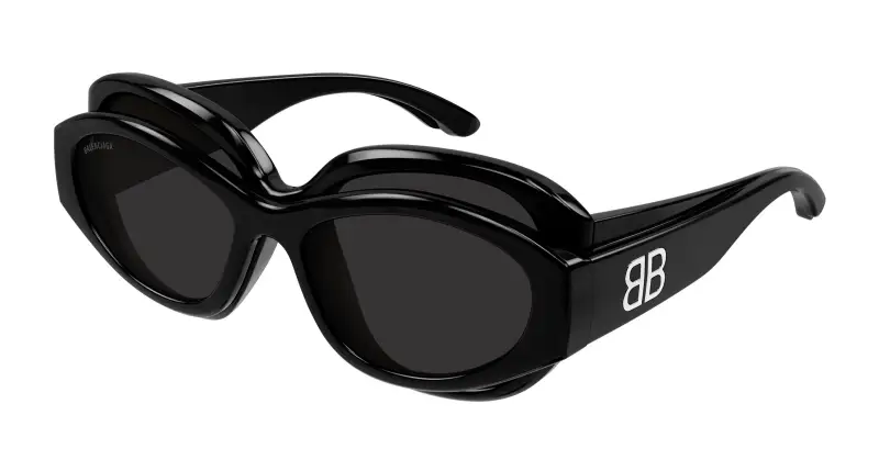 Unisex BB0456S 001 Occhiali da sole Acetato Nero Grigio Cat Eye