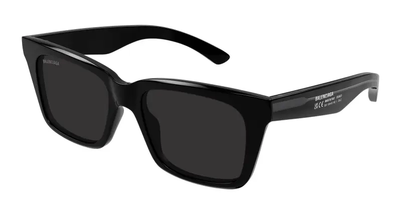 Uomo Balenciaga BB0467S 001 Occhiali da sole Acetato Nero Grigio Squadrata