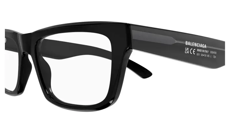 Uomo Balenciaga BB0470O 001 Montature da vista Acetato Nero Trasparente Squadrata miniatura 3