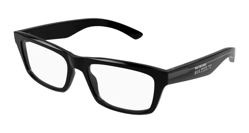 Uomo Balenciaga BB0470O 001 Montature da vista Acetato Nero Trasparente Squadrata