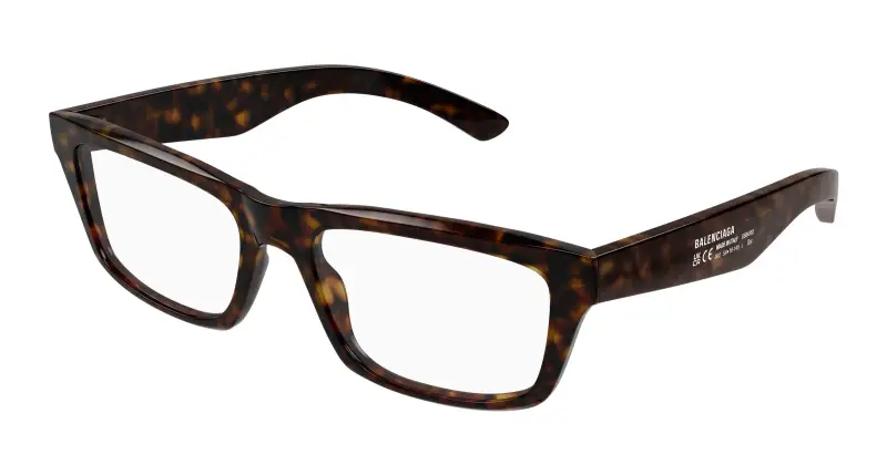 Uomo Balenciaga BB0470O 002 Montature da vista Acetato Havana Trasparente Squadrata