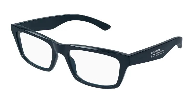 Uomo Balenciaga BB0470O 004 Montature da vista Acetato Blu Trasparente Squadrata
