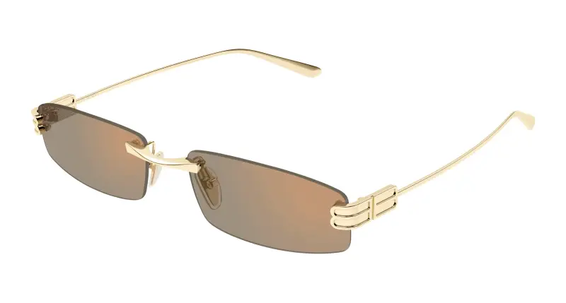 Uomo Balenciaga BB0488S 003 Occhiali da sole Metallo Oro Rosa Squadrata