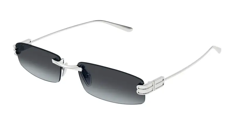 Uomo Balenciaga BB0488S 006 Occhiali da sole Metallo Argento Fumo Squadrata