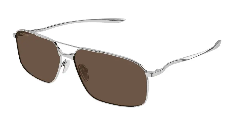 Uomo Balenciaga BB0492S 002 Occhiali da sole Metallo Rutenio Marrone Pilot