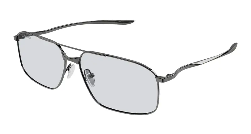 Uomo Balenciaga BB0492S 004 Occhiali da sole Metallo Rutenio Grigio Pilot