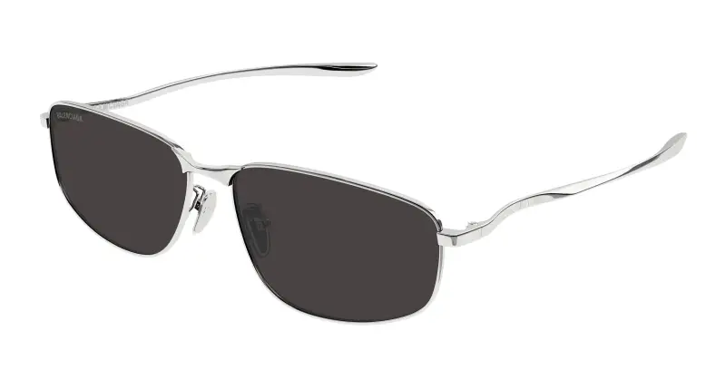 Uomo Balenciaga BB0494SA 001 Occhiali da sole Metallo Argento Grigio Squadrata