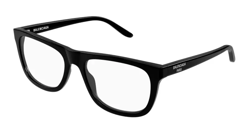 Uomo Balenciaga BB0498O 001 Montature da vista Acetato Nero Trasparente Squadrata