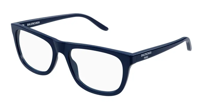 Uomo Balenciaga BB0498O 006 Montature da vista Acetato Blu Trasparente Squadrata