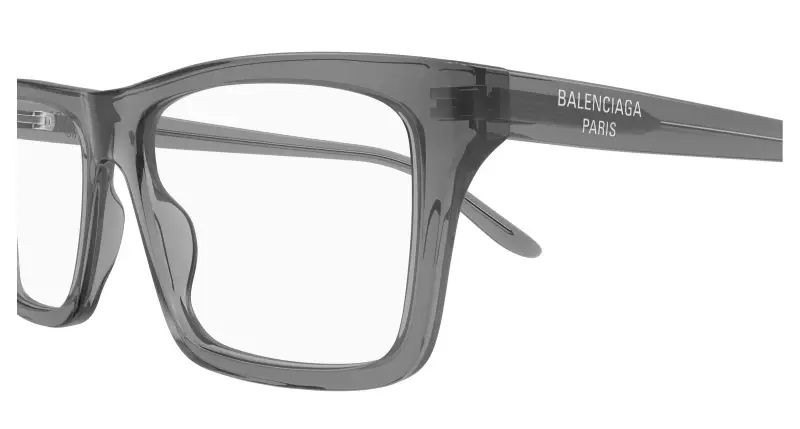 Uomo Balenciaga BB0499O 004 Montature da vista Acetato Grigio Trasparente Squadrata miniatura 3