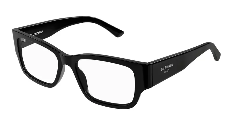 Balenciaga Uomo BB0371O 001 Montature da vista Acetato Nero Trasparente Squadrata