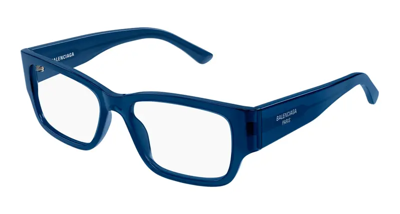 Balenciaga Uomo BB0371O 003 Montature da vista Acetato Blu Trasparente Squadrata