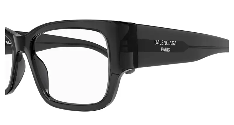 Balenciaga Uomo BB0371O 004 Montature da vista Acetato Grigio Trasparente Squadrata miniatura 2