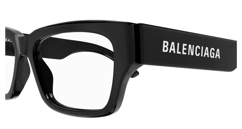 Balenciaga Uomo BB0376O 001 Montature da vista Acetato Nero Trasparente Squadrata miniatura 2