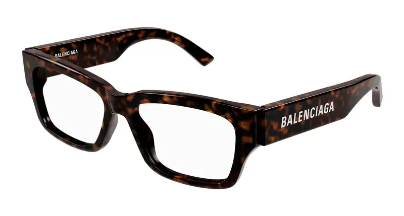 Balenciaga Uomo BB0376O 002 Montature da vista Acetato Havana Trasparente Squadrata