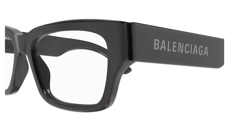 Balenciaga Uomo BB0376O 004 Montature da vista Acetato Grigio Trasparente Squadrata miniatura 2