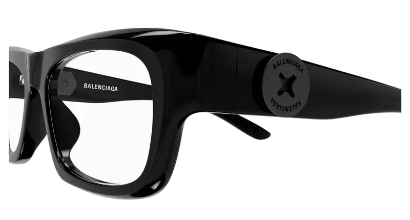 Balenciaga Uomo BB0410O 001 Montature da vista Acetato Nero Trasparente Squadrata miniatura 2