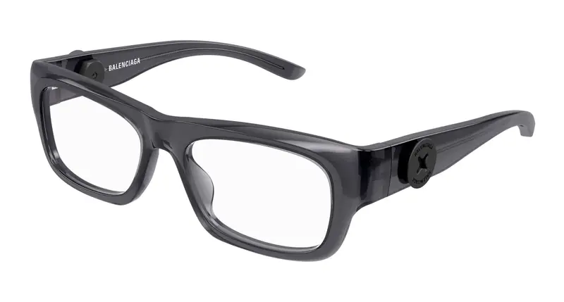 Balenciaga Uomo BB0410O 004 Montature da vista Acetato Grigio Trasparente Squadrata