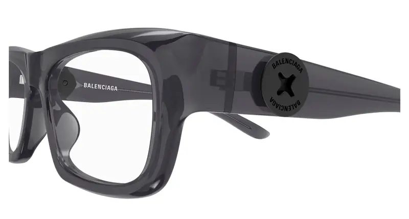 Balenciaga Uomo BB0410O 004 Montature da vista Acetato Grigio Trasparente Squadrata miniatura 2