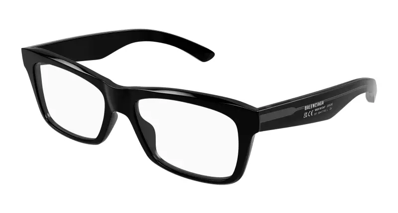 Uomo BB0426O 001 Montature da vista Acetato Nero Trasparente Squadrata