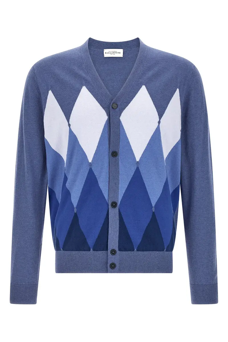 Cardigan Argyle Blu