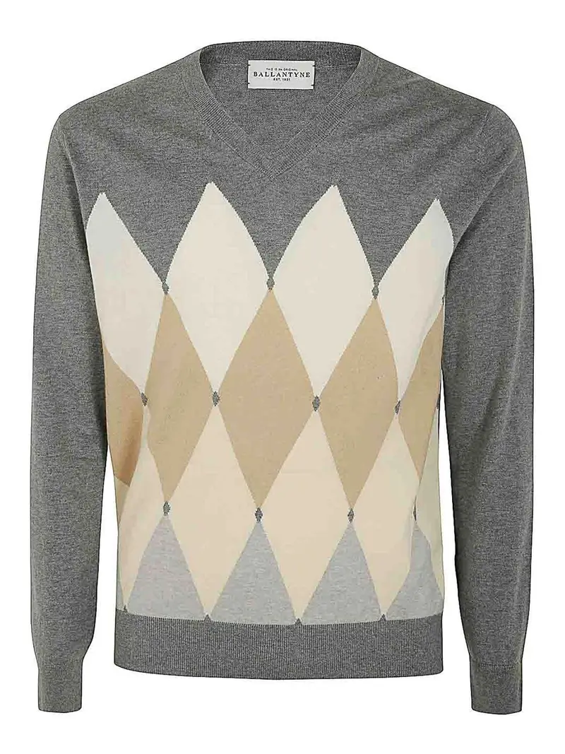 Maglione con scollo a V Grigio