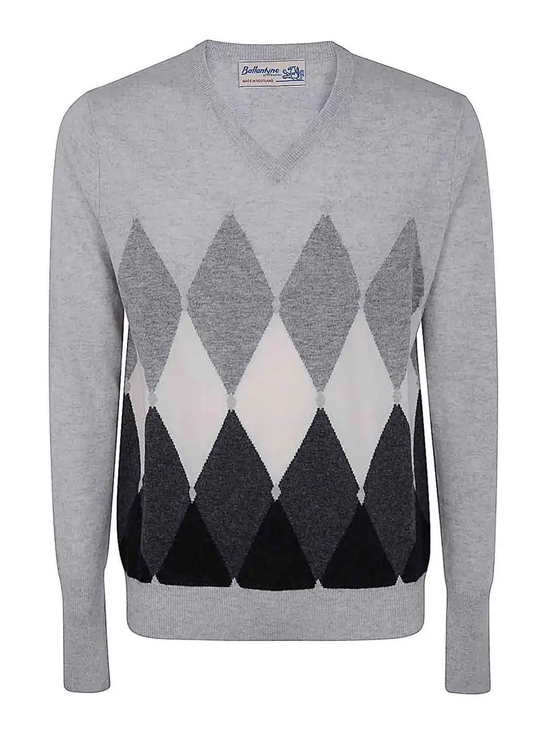 Maglione con scollo a V Grigio