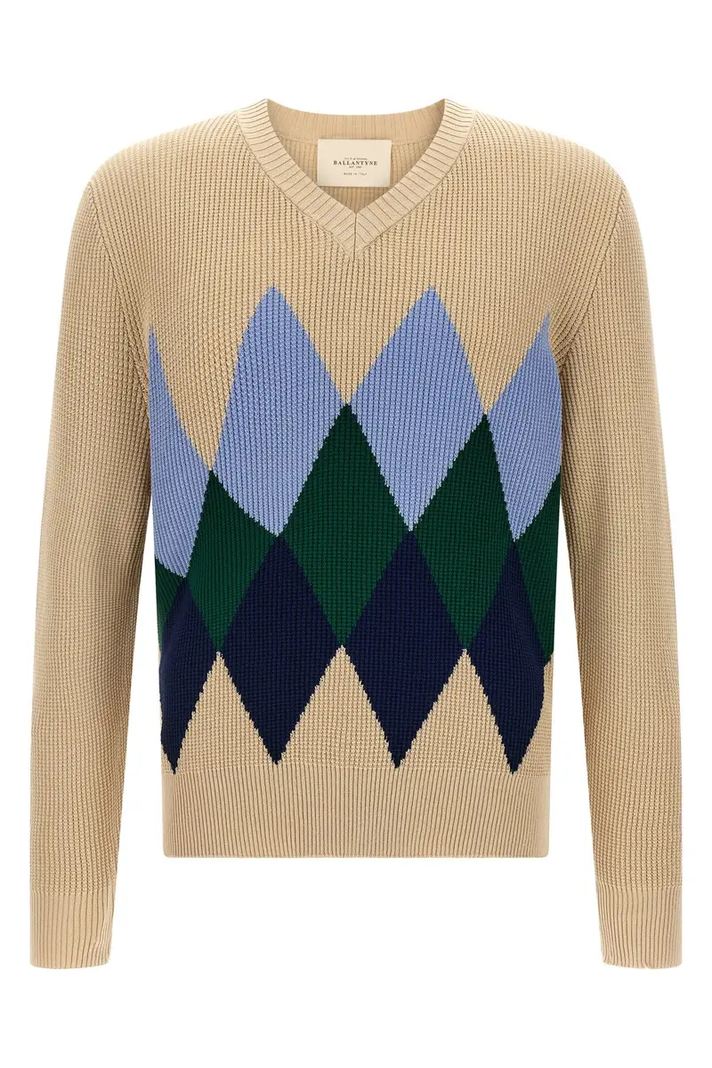 Maglione Motivo Argyle Beige