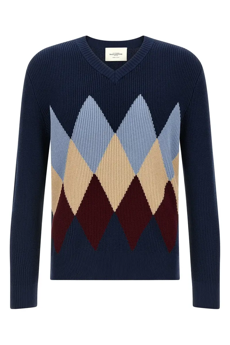 Maglione Motivo Argyle Blu