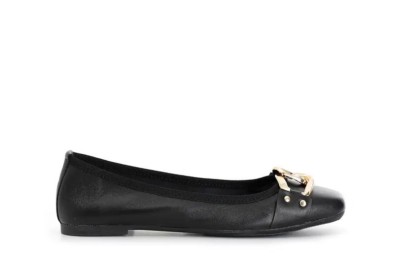 ballerina in pelle con catena decorativa nero