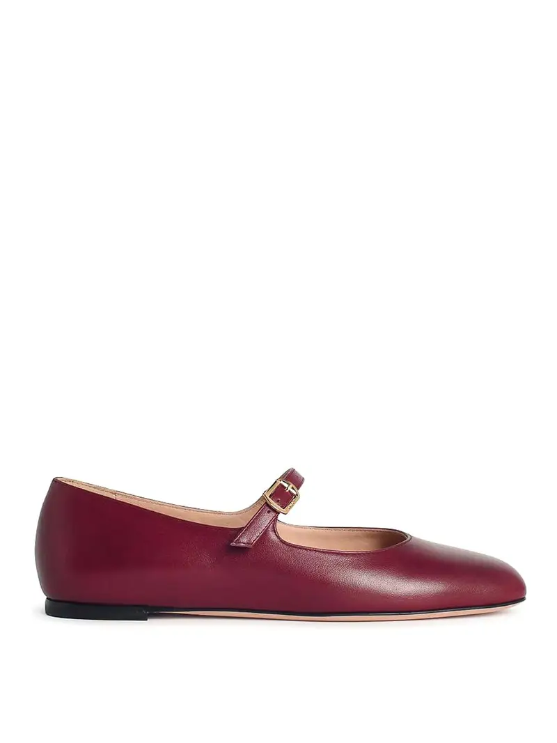Belkys Burgundy Leather Ballet Flats Rosso Scuro