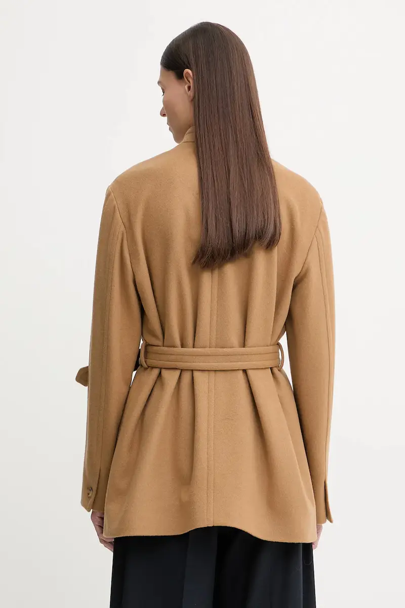 cappotto con lana colore beige WOU07G miniatura 3