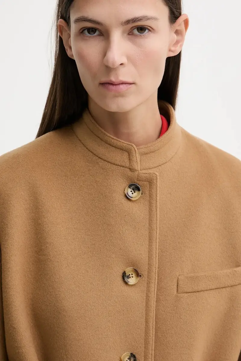 cappotto con lana colore beige WOU07G miniatura 4