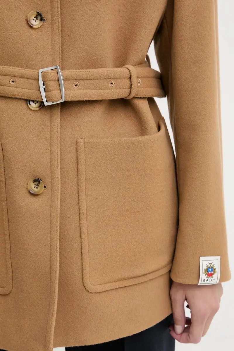 cappotto con lana colore beige WOU07G miniatura 5