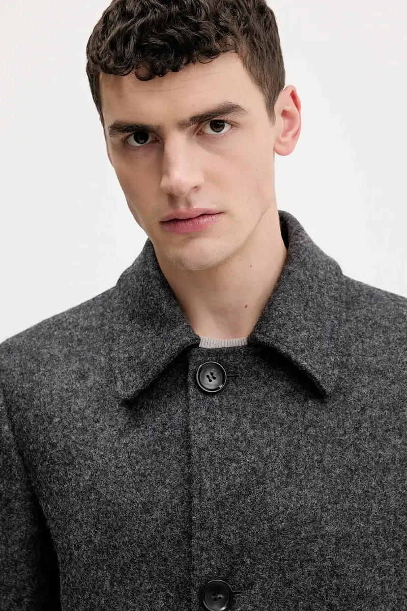 cappotto in lana Grigio miniatura 4