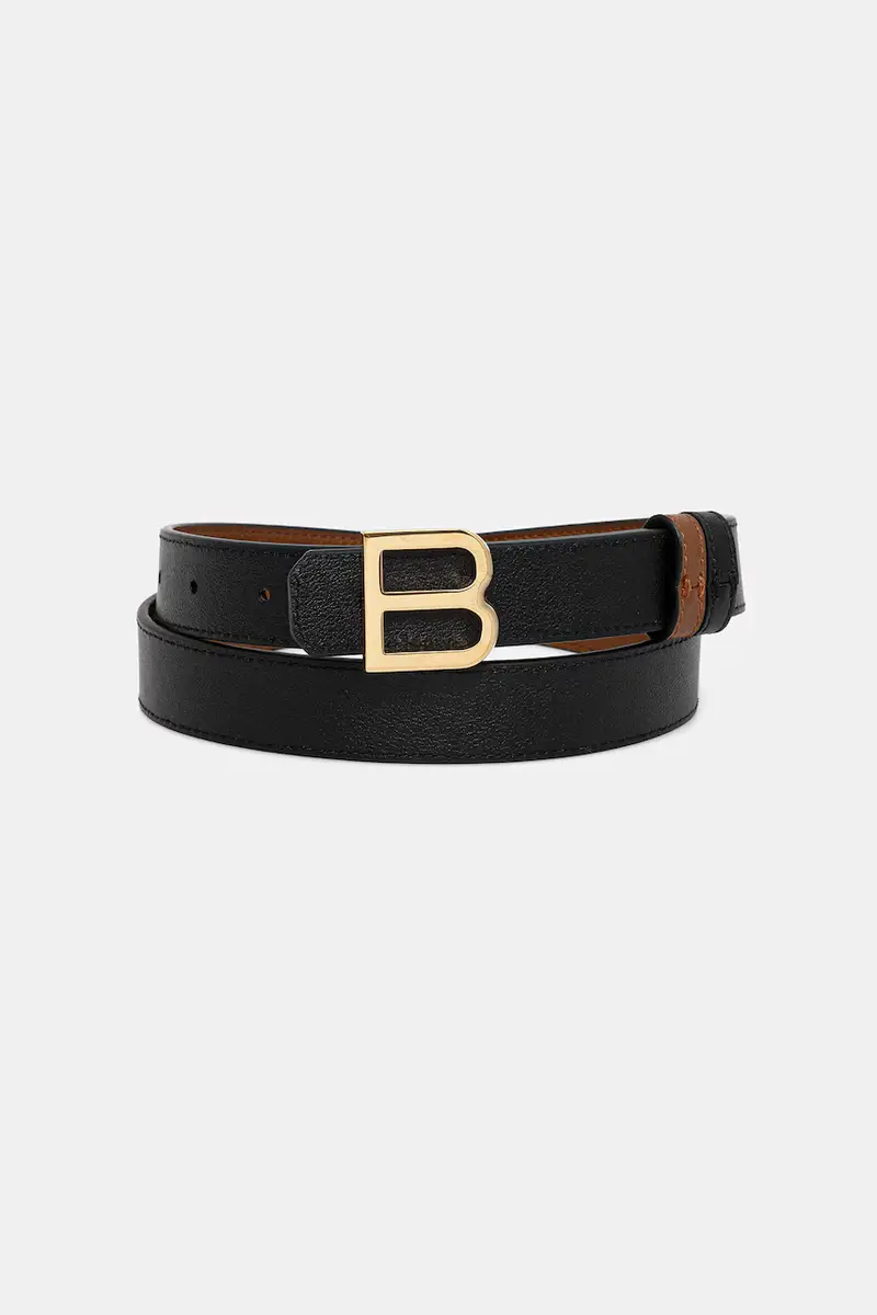 cintura in pelle bilaterale Marrone miniatura 2