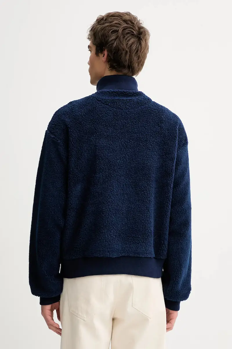 felpa con lana colore blu navy con applicazione MJE09Q miniatura 3