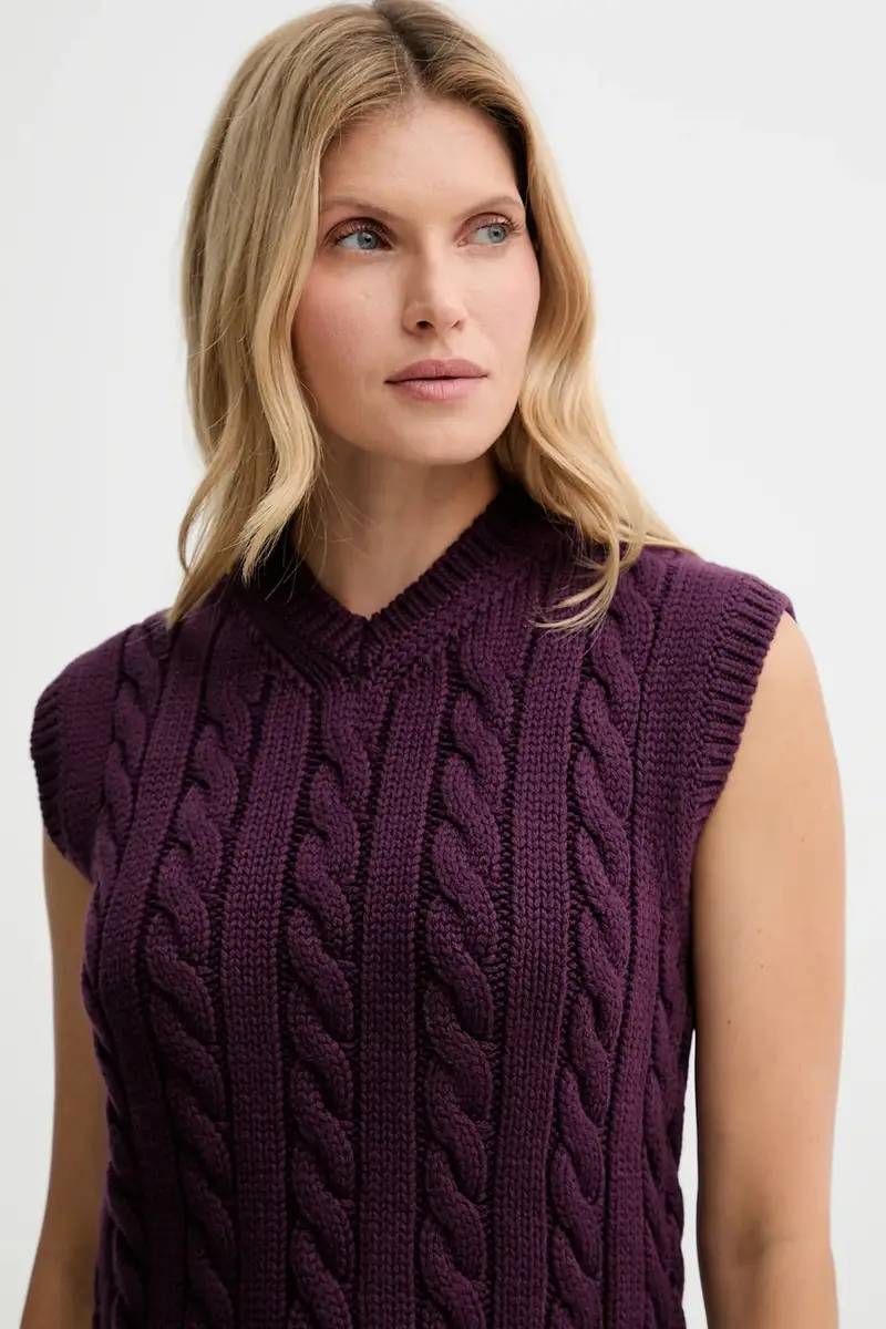 gilè in lana donna colore violetto WKN0AN miniatura 4
