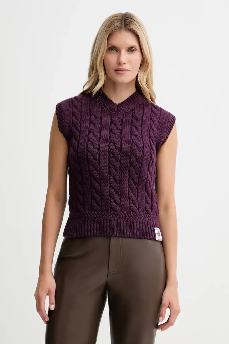 gilè in lana donna colore violetto WKN0AN