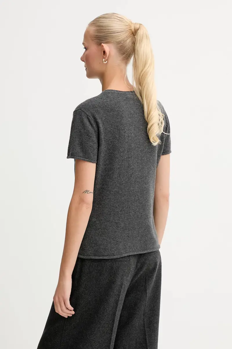 maglietta di cashmere colore grigio WKN07A miniatura 3