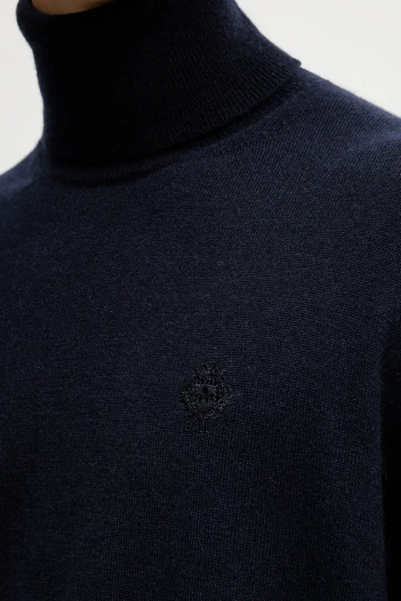 maglione in cachemirie uomo colore blu navy MKN08O miniatura 5