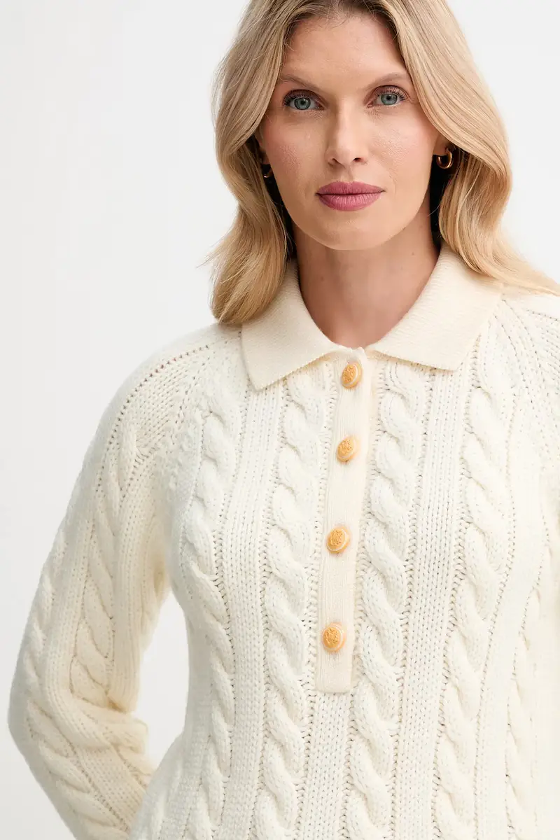 maglione in lana donna colore beige WKN0BG miniatura 4