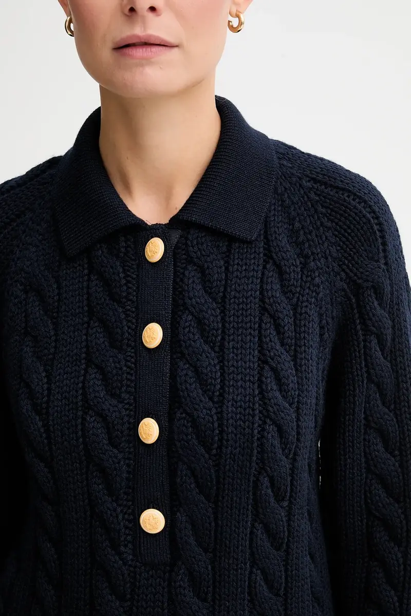 maglione in lana donna colore blu navy WKN0BG miniatura 5