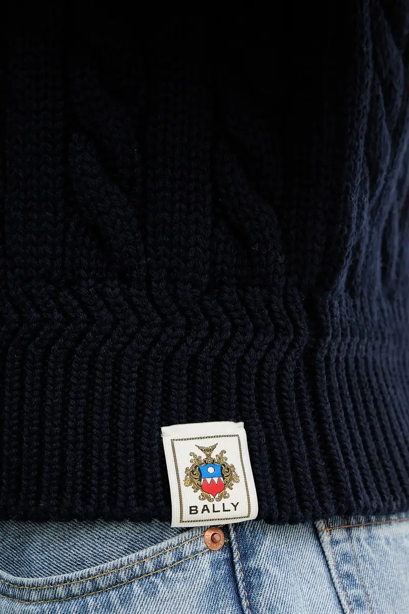 maglione in lana uomo colore blu navy MKN07V miniatura 5