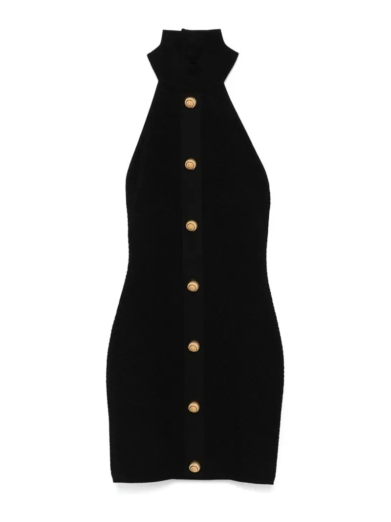 Abito Corto Con Bottoni Nero